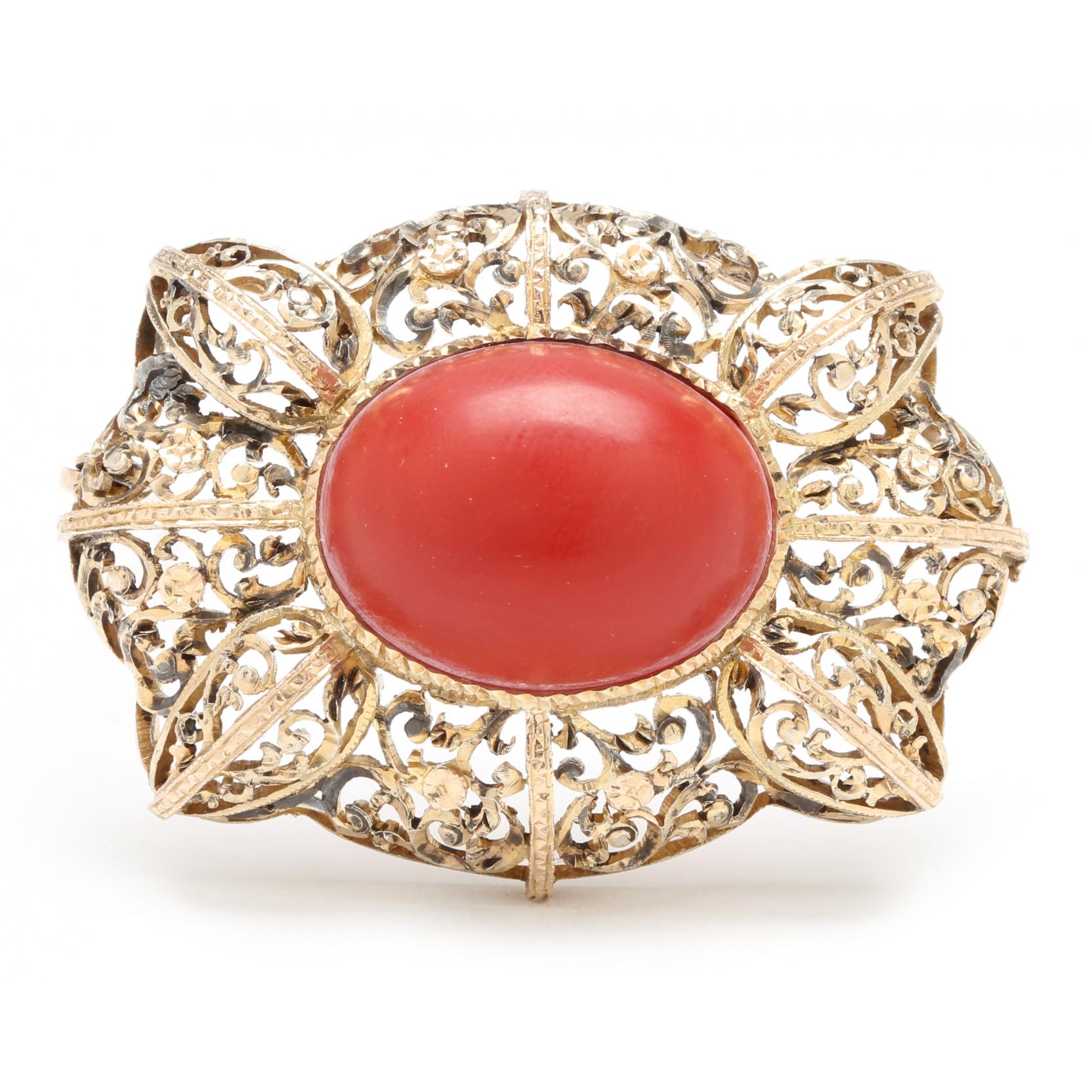 vintage-vermeil-coral-brooch