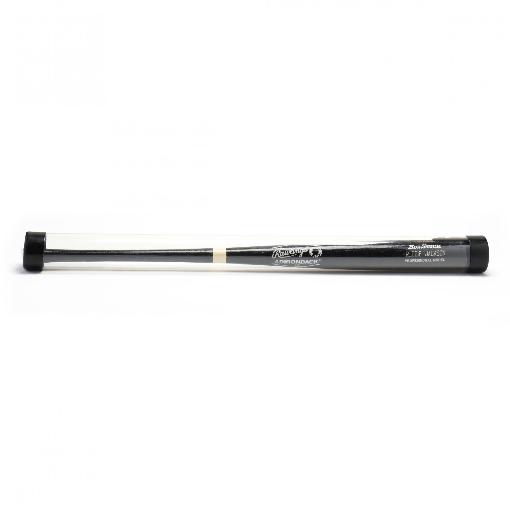 reggie-jackson-autographed-black-big-stick-bat-with-coa
